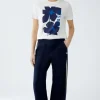 Oui T-Shirt With Floral Motif Optic White