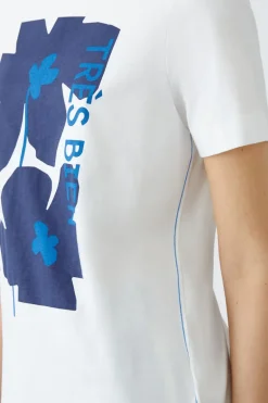 Oui T-Shirt With Floral Motif Optic White