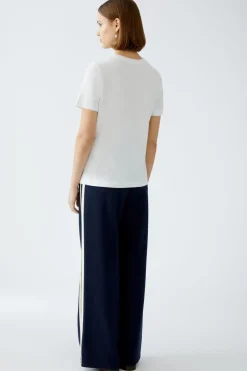 Oui T-Shirt With Floral Motif Optic White