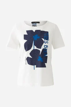 Oui T-Shirt With Floral Motif Optic White