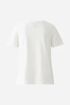 Oui T-Shirt With Floral Motif Optic White