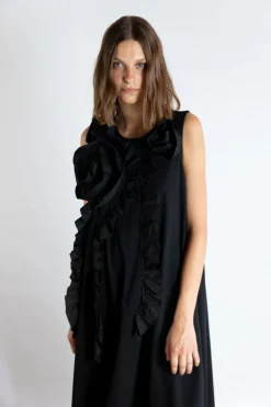 Psophia Black Dress With Flower Detail