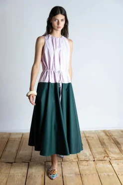 Psophia Dress Lavender/Forest Green