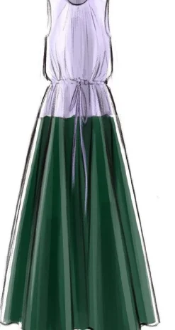 Psophia Dress Lavender/Forest Green
