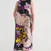 Psophia Silk Habotai Dress With Japanese Print
