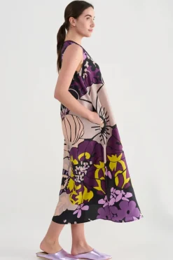 Psophia Silk Habotai Dress With Japanese Print