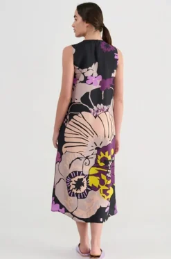 Psophia Silk Habotai Dress With Japanese Print