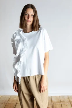 Psophia White T-Shirt With Rosette Detail
