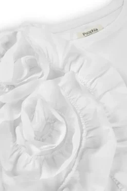 Psophia White T-Shirt With Rosette Detail