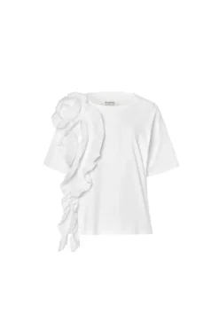 Psophia White T-Shirt With Rosette Detail