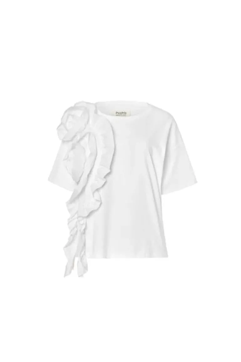 Psophia White T-Shirt With Rosette Detail