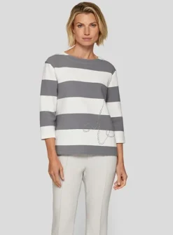Rabe Striped Knit Top Grey
