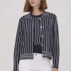 Scorzzo Knit Striped Jacket Navy/White