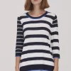 Scorzzo Knit Striped Top White/Navy