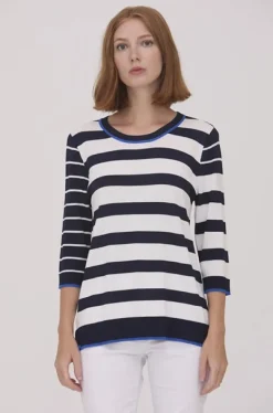Scorzzo Knit Striped Top White/Navy
