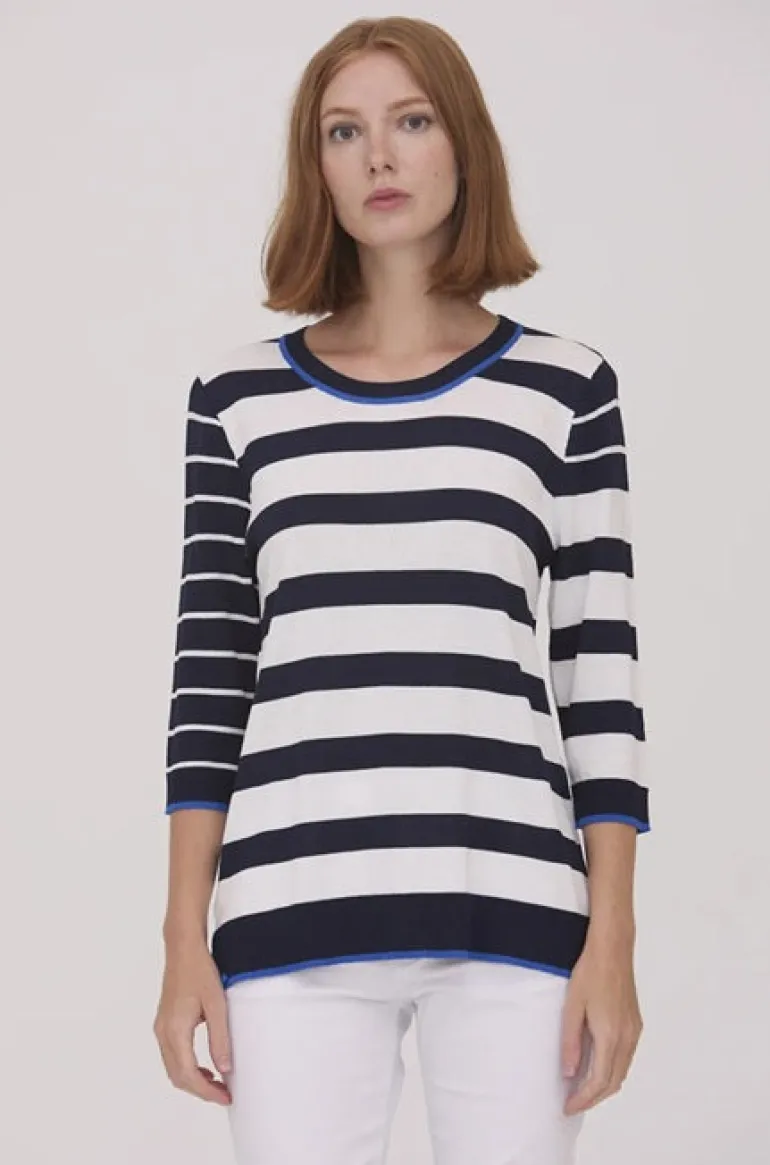 Scorzzo Knit Striped Top White/Navy