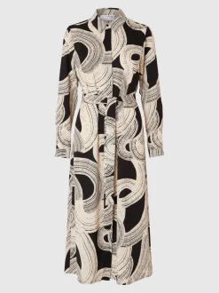 Selected Femme Luca Midi Dress Black Print
