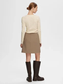 Selected Femme Anna Long Sleeve Crew Tee Oatmeal/Beige