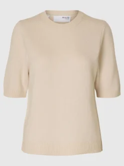 Selected Femme Cille Knit Top Birch Melange