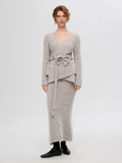 Selected Femme Gabella Knit Wrapped Cardigan Steel Grey