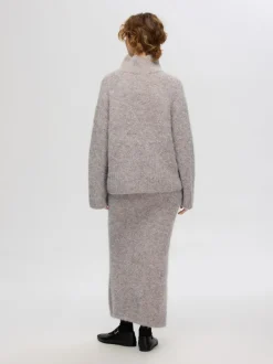 Selected Femme Gabella Knit High Neck Sweater Steel Grey