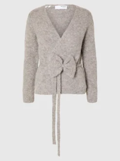 Selected Femme Gabella Knit Wrapped Cardigan Steel Grey