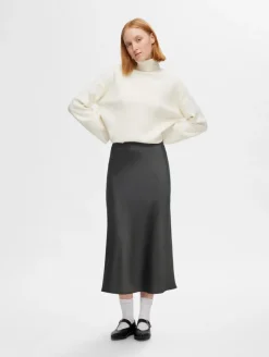 Selected Femme Lena High Waist Midi Skirt Volcanic Ash