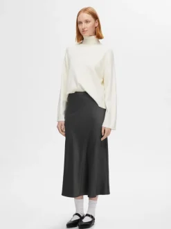 Selected Femme Lena High Waist Midi Skirt Volcanic Ash