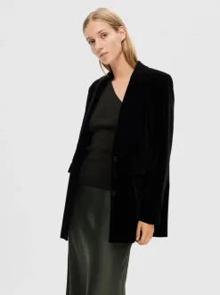 Selected Femme Lura Lurex One Shoulder Knit Top Black