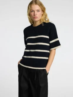 Selected Femme Maline Knit Top Dark Sapphire/Birch