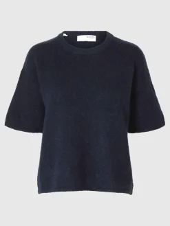 Selected Femme Maline Knit Top Dark Sapphire