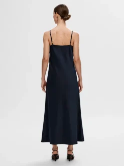 Selected Femme Satin Maxi Dress Dark Sapphire