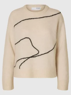 Selected Femme Sia Knit Jumper Birch/Black