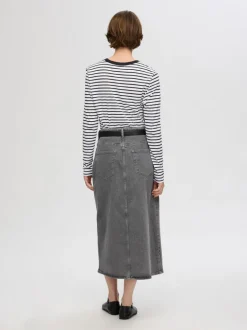 Selected Femme Striped Long Sleeve Tee Black/White