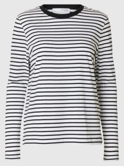 Selected Femme Striped Long Sleeve Tee Black/White