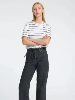 Selected Femme Striped Tee White/Black