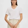 Selected Femme V-Neck Tee Bright White