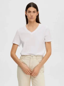 Selected Femme V-Neck Tee Bright White