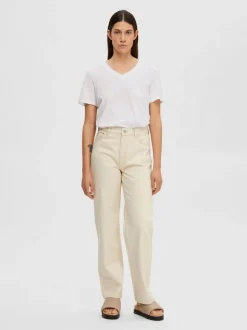Selected Femme V-Neck Tee Bright White