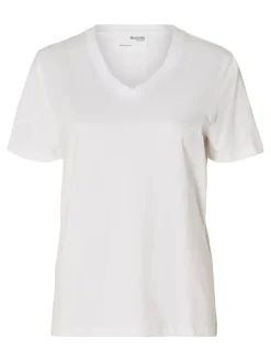 Selected Femme V-Neck Tee Bright White
