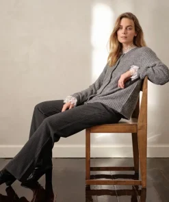 Soya Concept Iva 2 Pinstripe Trousers Dark Grey Melange