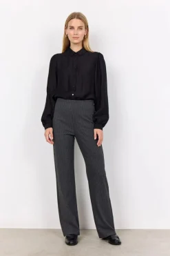 Soya Concept Iva 2 Pinstripe Trousers Dark Grey Melange