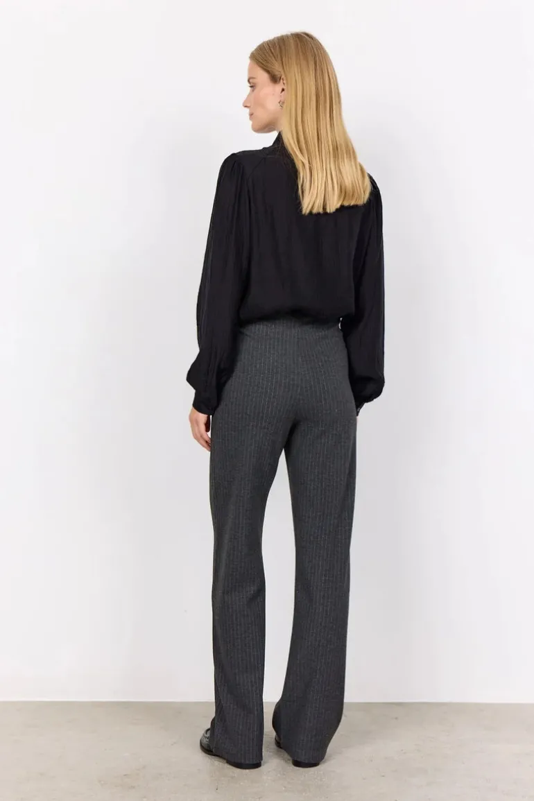 Soya Concept Iva 2 Pinstripe Trousers Dark Grey Melange