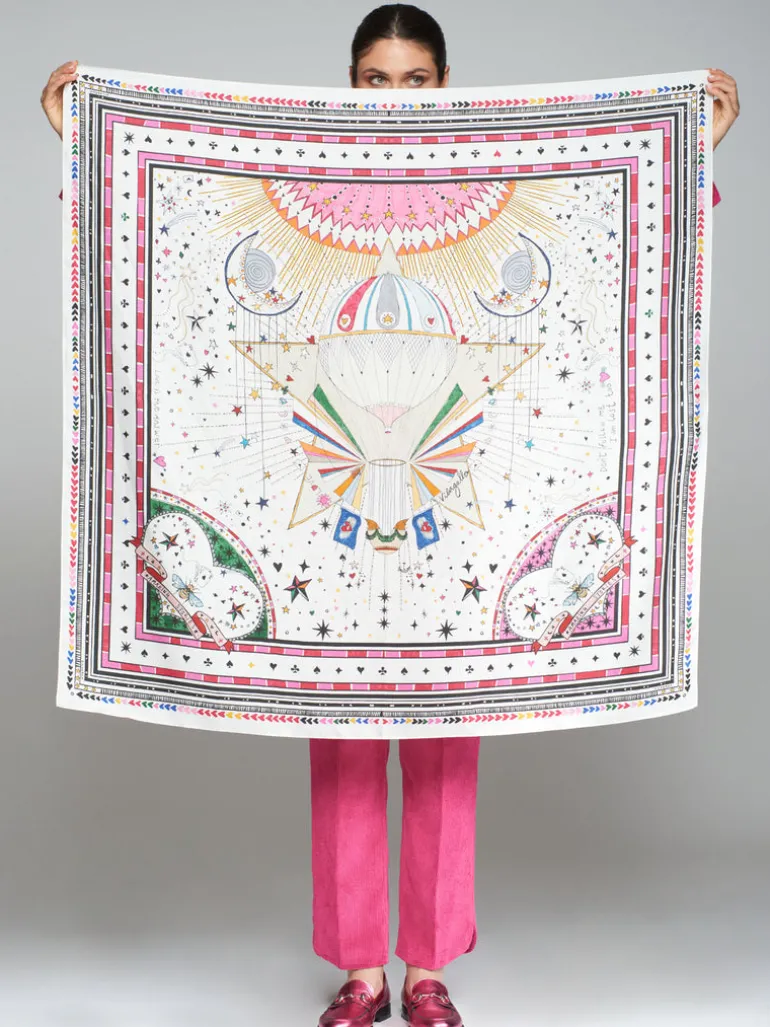 Vilagallo Hot Air Balloon Print Silk Scarf