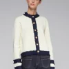 Vilagallo Knit Cardigan Ecru/Navy