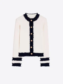 Vilagallo Knit Cardigan Ecru/Navy
