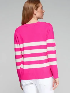Vilagallo Knit Stripe Cardigan Pink