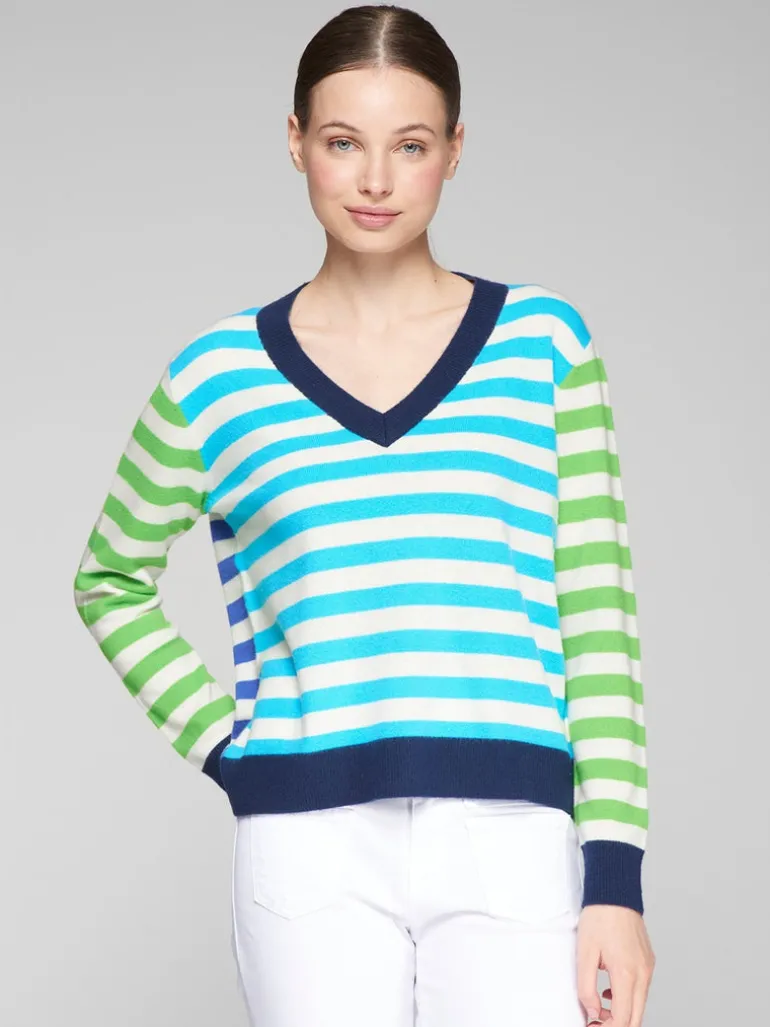 Vilagallo Knit Striped V-Neck Jumper