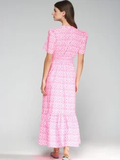Vilagallo Leila Dress Ikat Pink Print