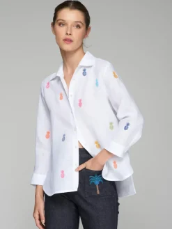 Vilagallo Poline Shirt With Embroidered Pineapples